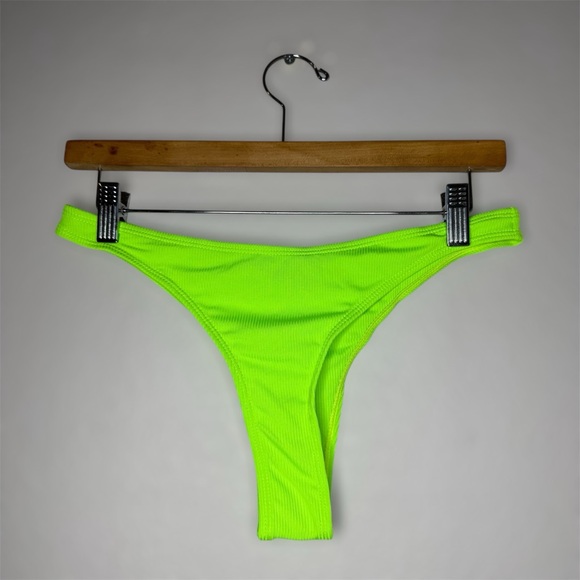 Neon Green Bikini Ribbed Bottom Small - Picture 1 of 7